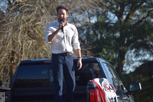 Rep. Joe Cunningham, a Democrat from South Carolina,  spoke at a campaign rally in North Charleston, Nov. 1, 2020. He called it the “honor of my lifetime” to serve with civil rights legends, including Reps. James Clyburn of South Carolina and the late John Lewis of Georgia.