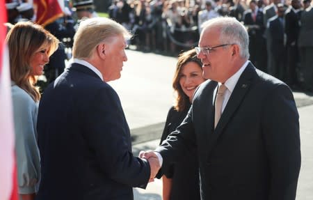 U.S. President Trump welcomes Australia’s Prime Minister Morrison at White House arrival ceremony in Washington