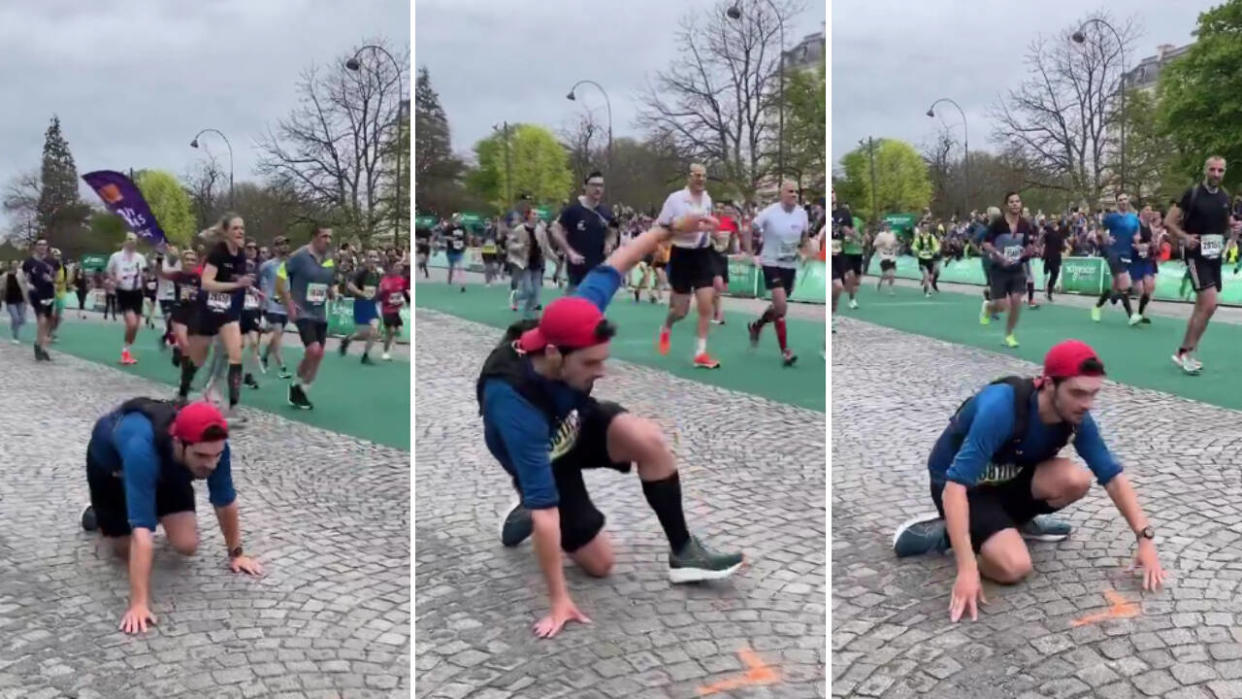 Au marathon de Paris, la détermination de ce coureur épuisé a ému Dorian Louvet, un ancien de Koh Lanta.