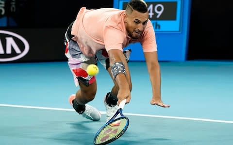 Australia's Nick Kyrgios in action during his match against Russia's Karen Khachanov