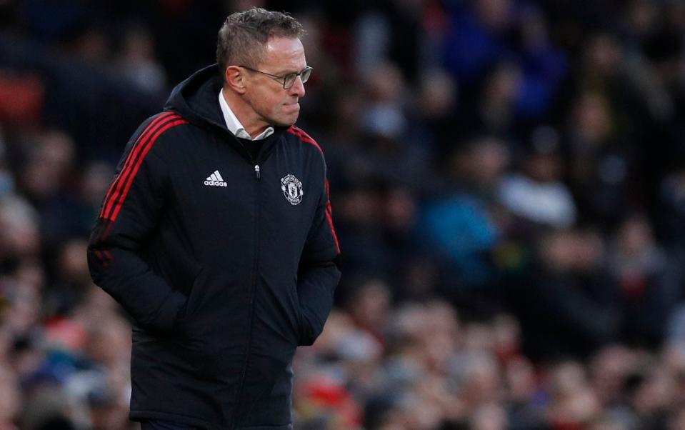 Ralf Rangnick watches from the sidelines during Manchester United’s 1-0 win against Crystal Palace - Ralf Rangnick wants to make his mark on ‘hearts, brains and blood’ in Manchester United revolution - REUTERS