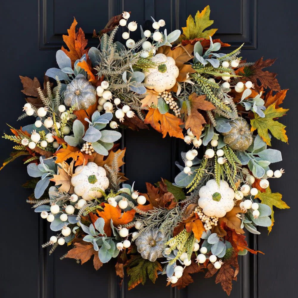 <p><a href="https://go.redirectingat.com?id=74968X1596630&url=https%3A%2F%2Fwww.walmart.com%2Fip%2F18-Fall-Wreath-Decorations-Front-Door-Pumpkins-Berry-Artificial-Maples-Leaves-Autumns-Harvest-Thanksgivings-Halloween-Decoration-Indoor-Outdoor%2F1204539991&sref=https%3A%2F%2Fwww.thepioneerwoman.com%2Fhome-lifestyle%2Fdecorating-ideas%2Fg44734184%2Fwalmart-fall-decorations-2024%2F" rel="nofollow noopener" target="_blank" data-ylk="slk:Shop Now;elm:context_link;itc:0;sec:content-canvas" class="link rapid-noclick-resp">Shop Now</a></p><p>Autumn Harvest Fall Wreath</p><p>walmart.com</p><p>$25.95</p><span class="copyright">Walmart</span>