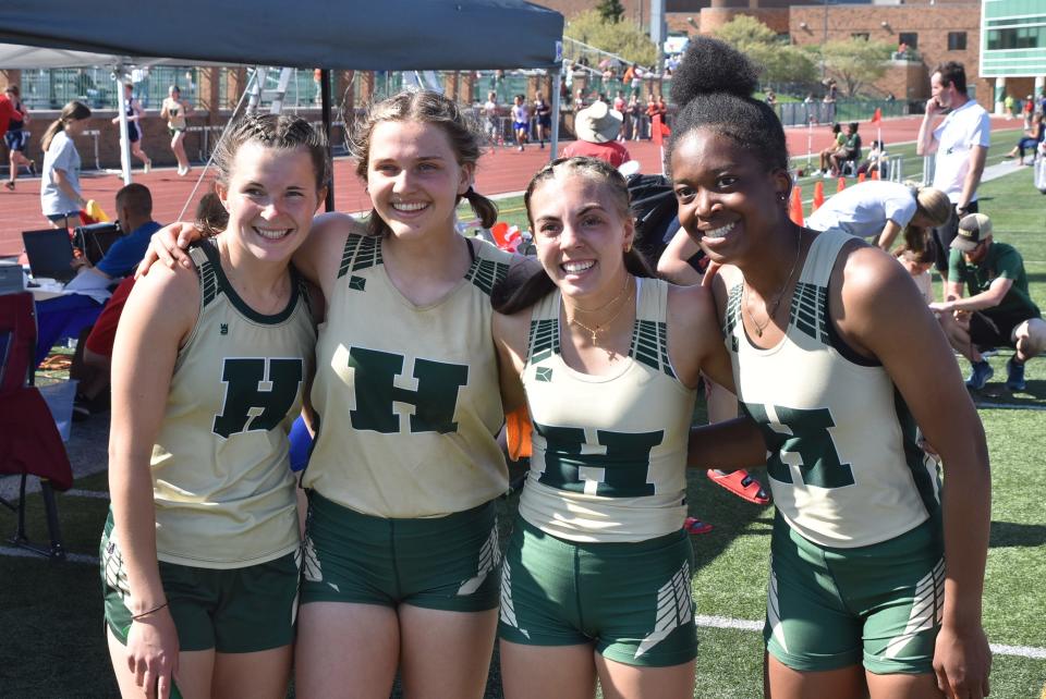 Howell's 400- and 800-meter relay teams were consisted of (from left) Aliana Pietila, Sophie Daugard, Taylor Moyer and Tianna Bennett.