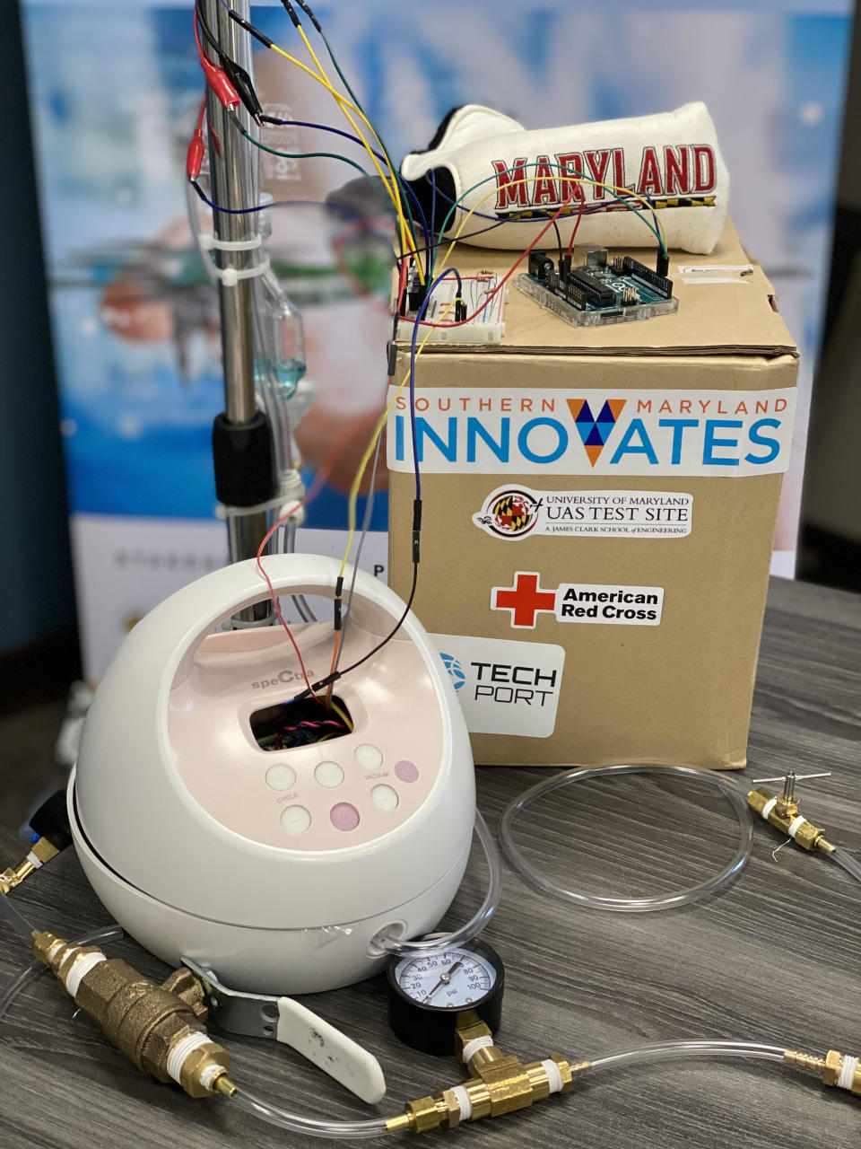 Maryland engineers hope to convert a breast pump into a ventilator to treat COVID-19 patients. (Photo: Courtesy of Rachel LaBatt)