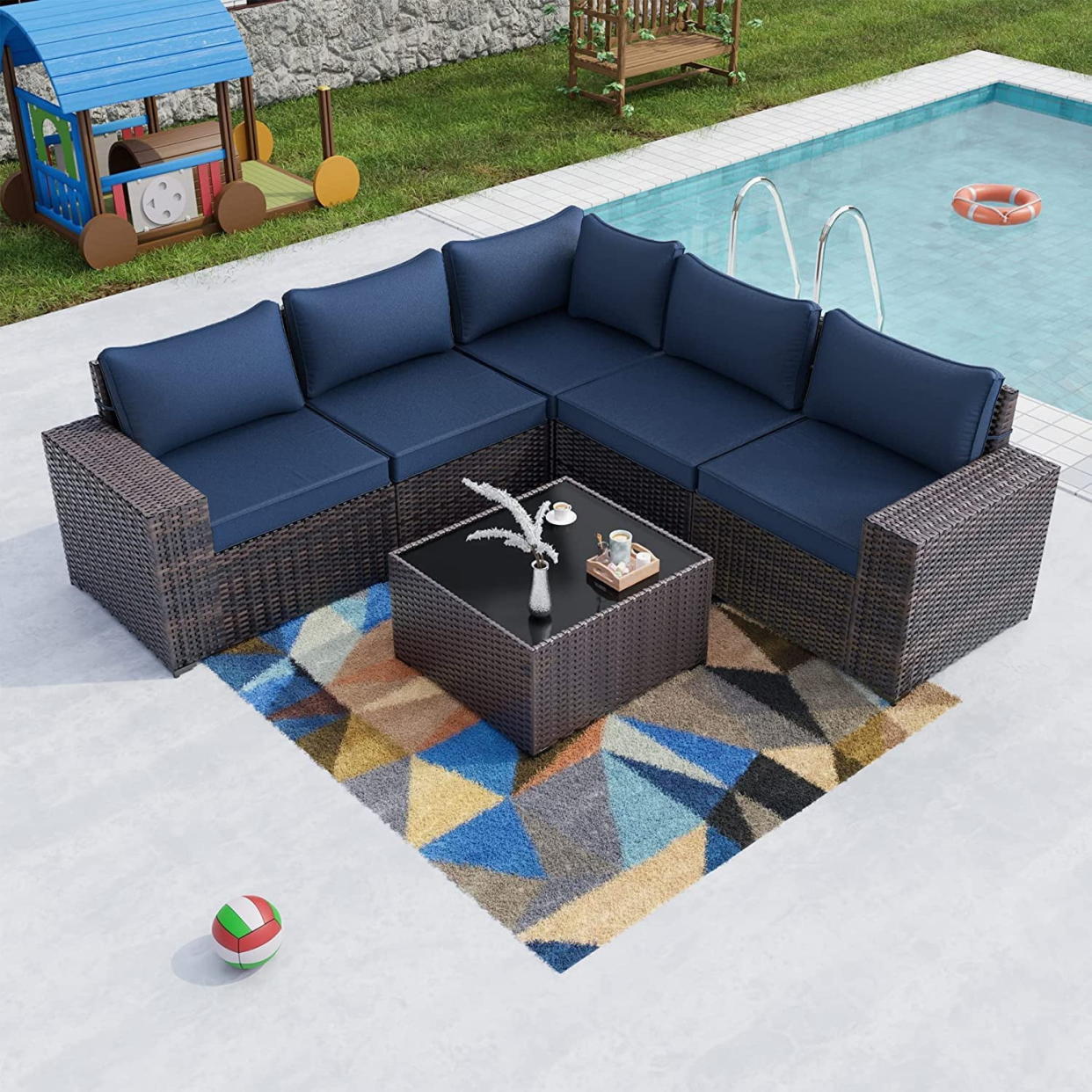 <p><a href="https://go.redirectingat.com?id=74968X1596630&url=https%3A%2F%2Fwww.walmart.com%2Fip%2FGotland-Outdoor-Patio-Furniture-Set-6-Pieces-Sectional-Rattan-Wicker-Sofa-Set-Patio-Conversation-Set-Navy-Blue%2F294022542&sref=https%3A%2F%2Fwww.goodhousekeeping.com%2Fhome-products%2Fg43829115%2Fbest-patio-outdoor-furniture-walmart%2F" rel="nofollow noopener" target="_blank" data-ylk="slk:Shop Now;elm:context_link;itc:0;sec:content-canvas" class="link rapid-noclick-resp">Shop Now</a></p><p>6-Piece Sectional Sofa Set</p><p>walmart.com</p><p>$526.99</p>