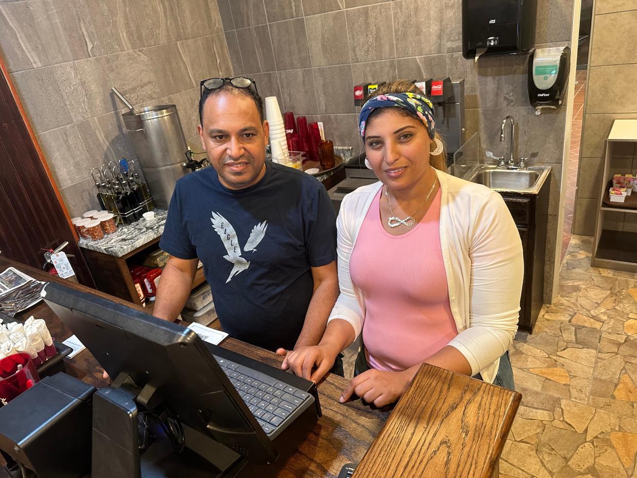 Hardy Hassan and his wife, Nahla, wait on customers at their newly opened location on East Marion Street.