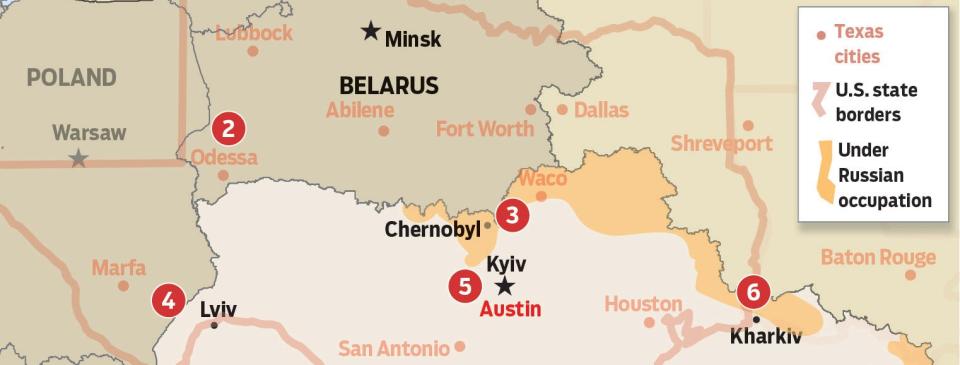 Overlay of Texas onto Ukraine