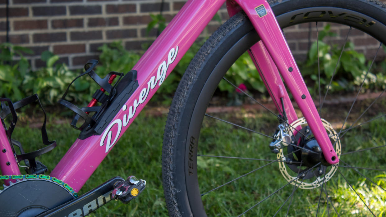  Close up of the retro modern Specialized Diverge used by Ian Boswell at Unbound Gravel 200 2022 