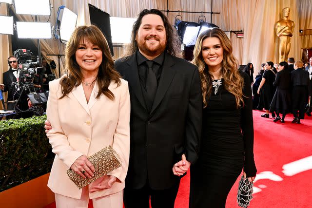 <p>Michael Buckner/Variety via Getty</p> Valerie Bertinelli, Wolfgang Van Halen and Andraia Allsop at the Oscars