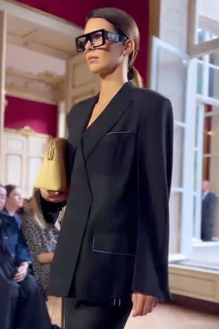 <p>Derek Blasberg/Instagram</p> Kendall Jenner closed out the Victoria Beckham SS24 show on Sept. 29 wearing a chic black suit.