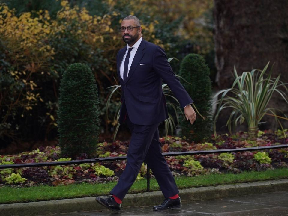 Home Secretary James Cleverly arrives in Downing Street, London, for a Cabinet meeting (PA)