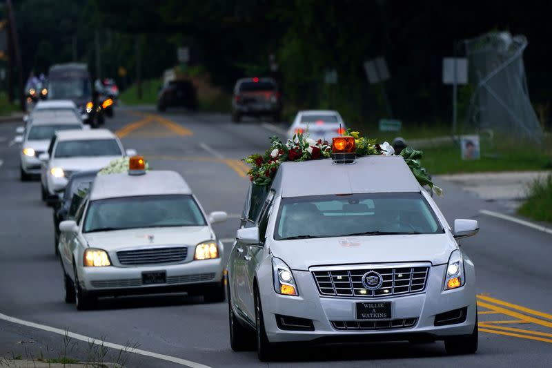 The funeral procession for Rayshard Brooks, the Black man shot dead by an Atlanta police officer, in Atlanta