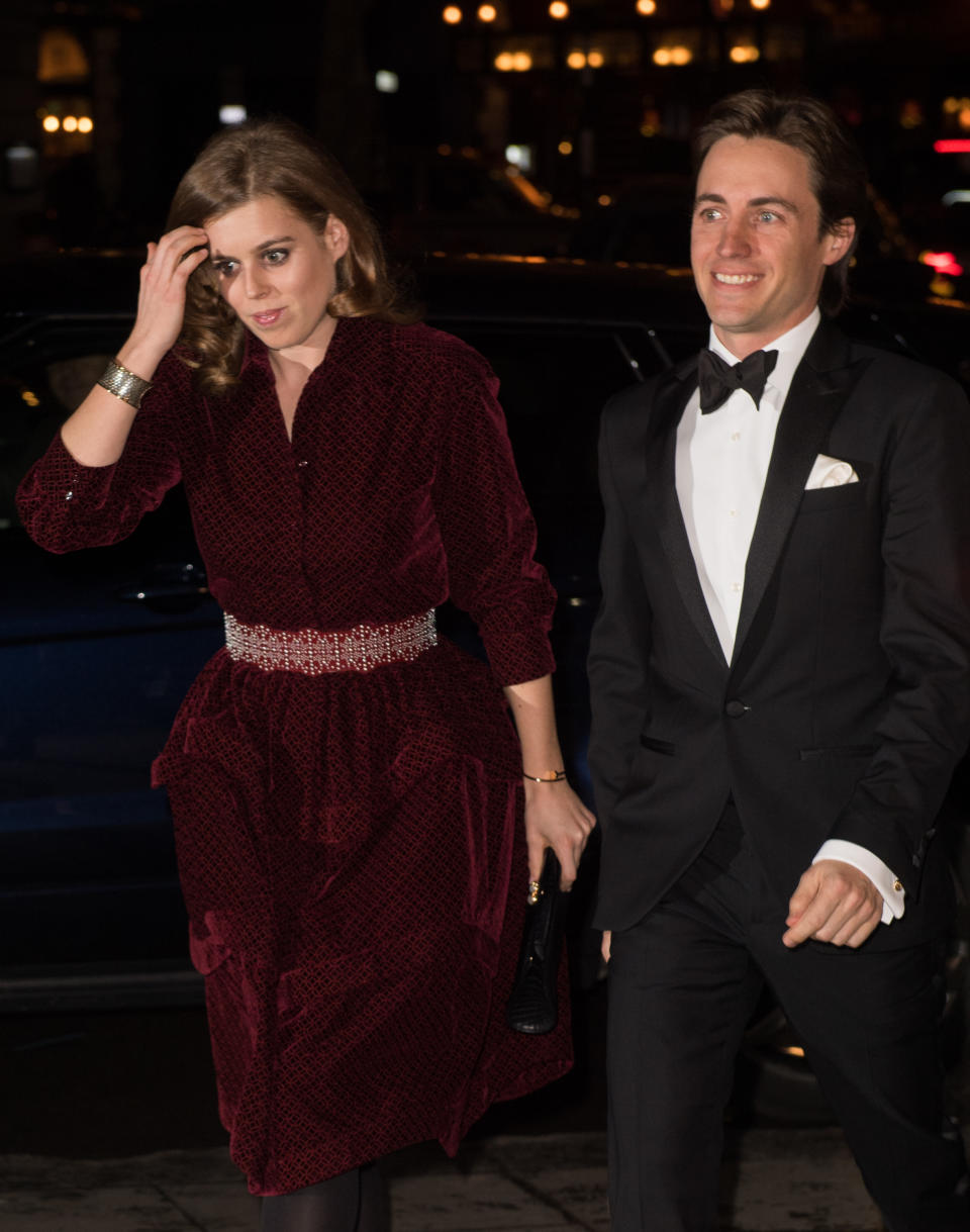 LONDON, ENGLAND - MARCH 12:  Princess Beatrice of York and Edoardo Mapelli Mozzi attend the Portrait Gala 2019 at the National Portrait Gallery on March 12, 2019 in London, England. (Photo by Samir Hussein/Samir Hussein/WireImage)