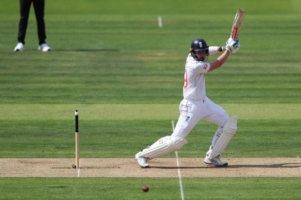 Smith smacks the ball to the boundary during his innings of 70 (Getty)