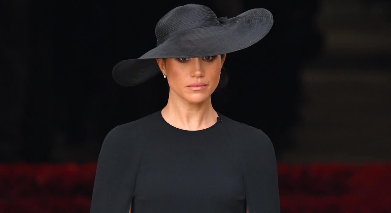 Meghan, Duchess of Sussex joined other Royal Family members for the Queen's state funeral in London today. (Getty Images)