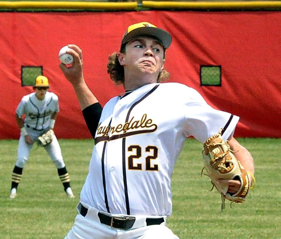 Waynedale starting pitcher Trey Barkman fires.