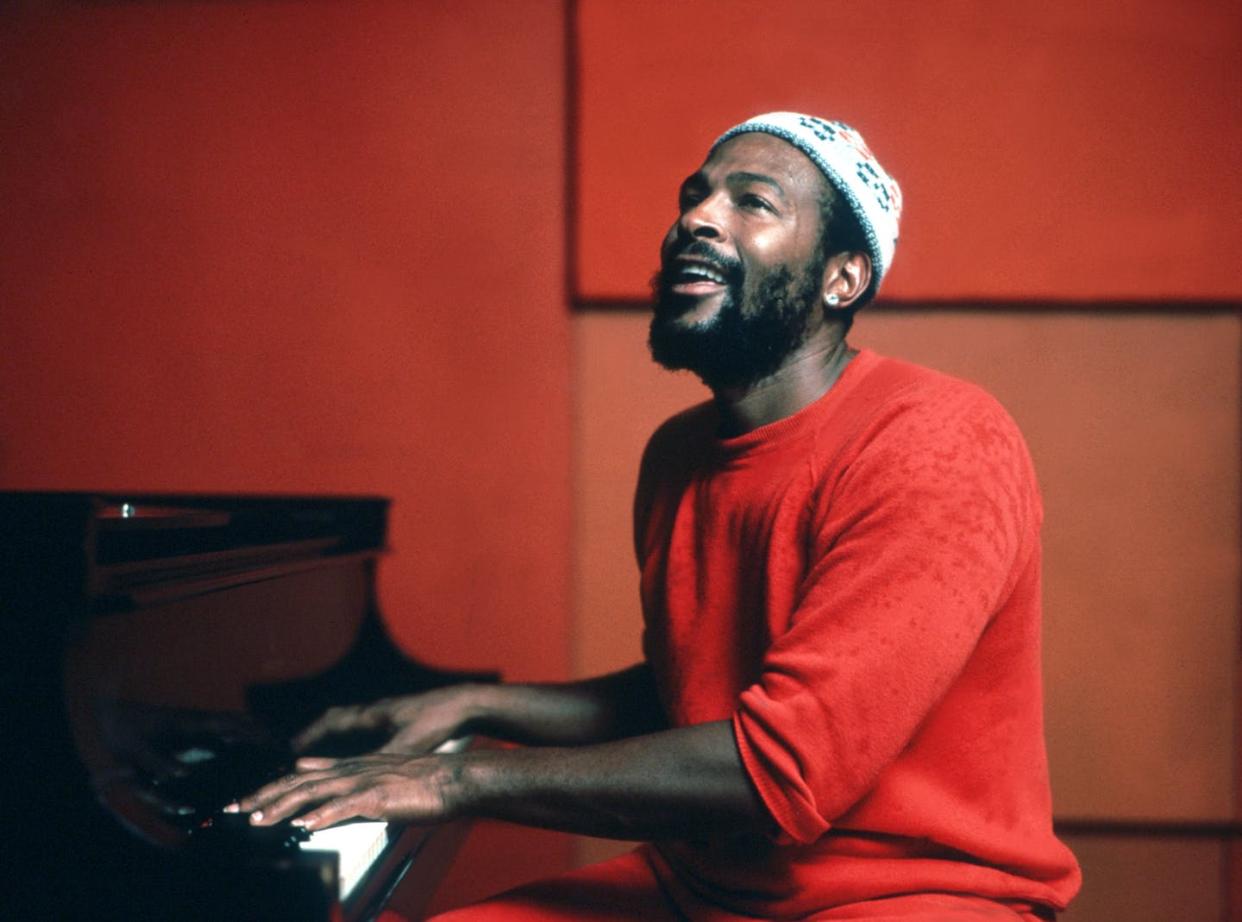 <span class="caption">'What's Going On' was a turning point in Marvin Gaye's career.</span> <span class="attribution"><a class="link " href="https://www.gettyimages.com/detail/news-photo/soul-singer-marvin-gaye-plays-piano-as-he-records-in-a-news-photo/76016439?adppopup=true" rel="nofollow noopener" target="_blank" data-ylk="slk:Jim Britt/Michael Ochs Archives/Getty Images;elm:context_link;itc:0;sec:content-canvas">Jim Britt/Michael Ochs Archives/Getty Images</a></span>