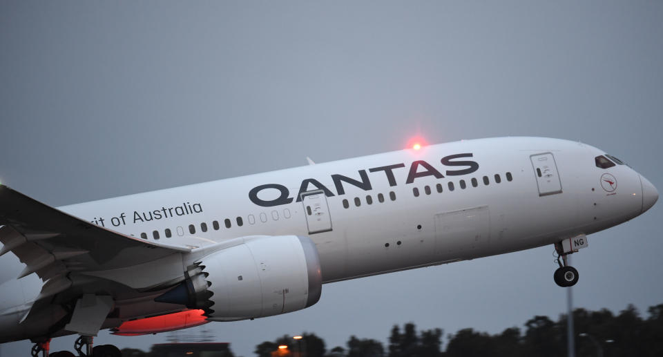 A Qantas Dreamline, Boeing 787 takes off at Sydney Kingsford Smith International Airport on September 01, 2021 in Sydney, Australia. Source: Getty Images 