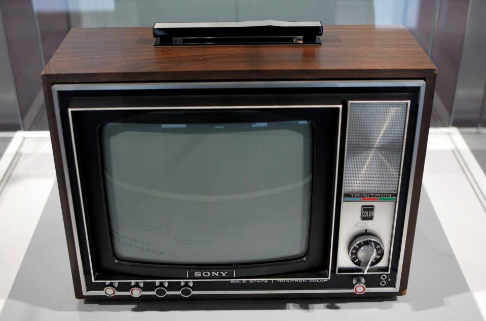 Sony's first color TV set KV-1310, which was produced in 1968, is displayed at Sony's history museum in Tokyo, Japan on February 23, 2012.