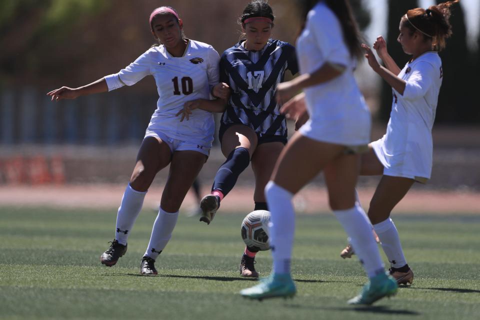 Andress defeated Del Valle on Saturday in the Class 5A, girls soccer regional quarterfinals at Eastwood High Schoo. The match was tied 3-3 after regulation and Andress outscored the Conquistadores 4-3 in a shootout.