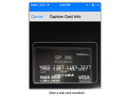 iPhone reading a credit card for Apple Pay