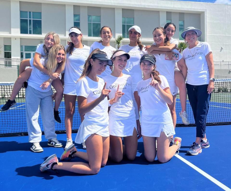 The Gulliver Prep girls’ tennis team won a region championship, advancing to state in Class 2A.