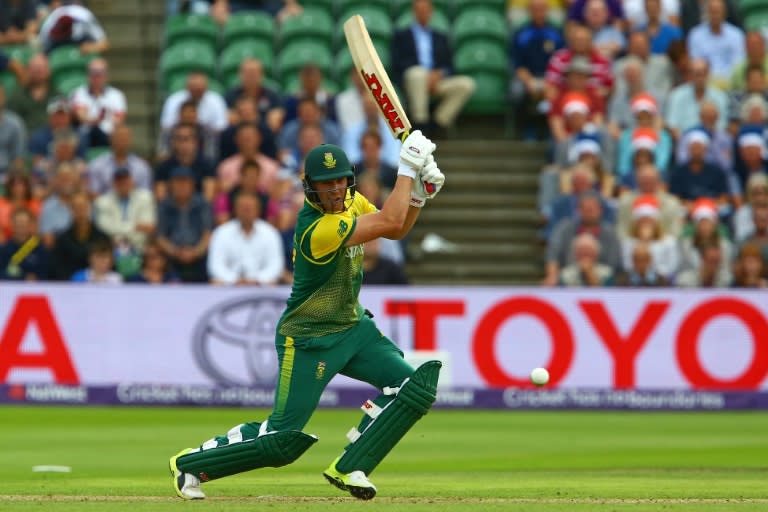 South Africa's AB de Villiers plays a shot during the second international Twenty20 cricket match between England and South Africa at The Cooper Associates County Ground in Taunton, south-west England, on June 23, 2017