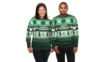 <p>Again, sometimes the ugly Christmas sweater isn’t ugly at all, thanks to cool green and white Pikachus and Poké Balls. <strong><a rel="nofollow noopener" href="http://www.thinkgeek.com/product/jmkv/" target="_blank" data-ylk="slk:Buy here;elm:context_link;itc:0" class="link ">Buy here</a></strong> </p>