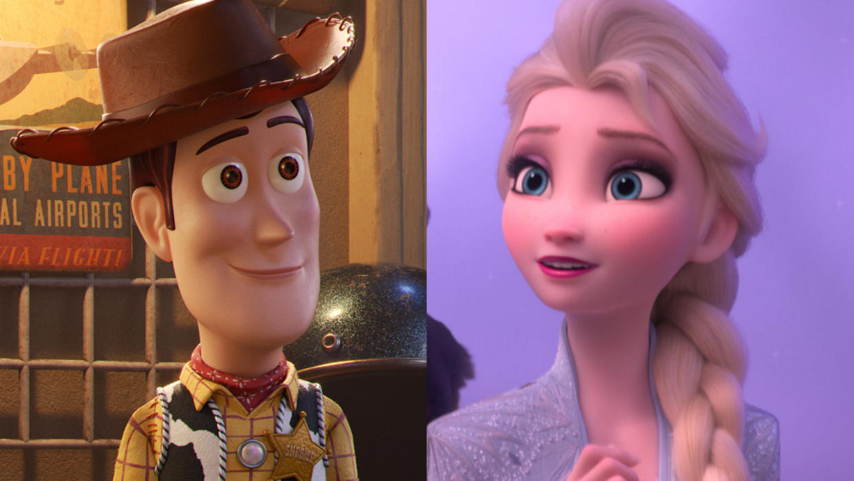  Woody in Toy Story 4 and Elsa in Frozen 2 