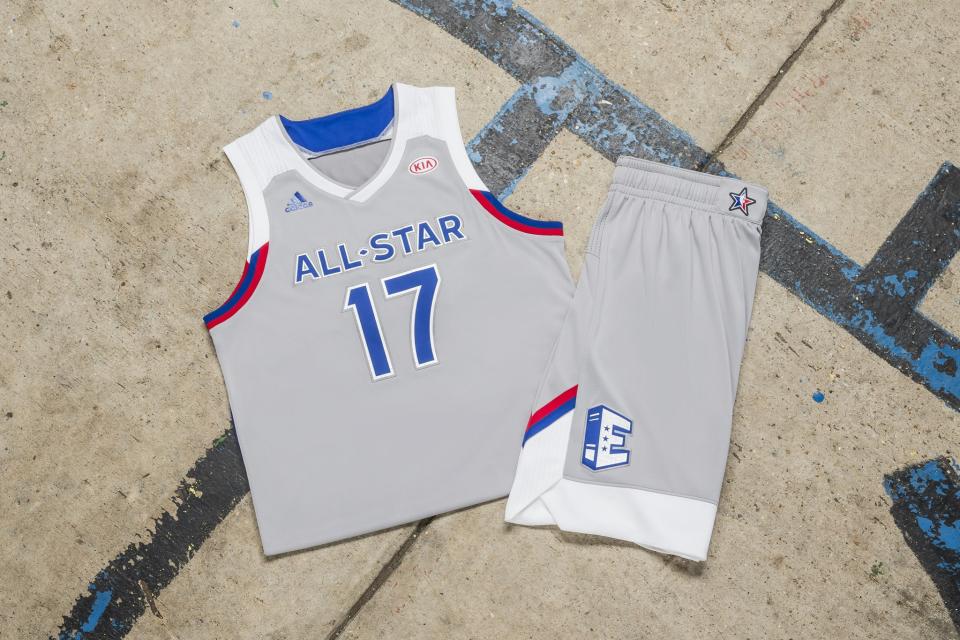 A closer look at the Eastern Conference All-Star jerseys and shorts. (Photo courtesy of adidas)