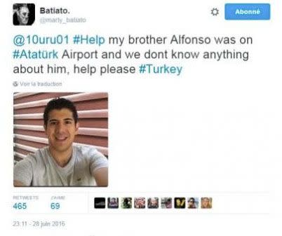 It was also tweeted that 'Alfonso' was killed in the recent Istanbul terror attack. Photo: Twitter