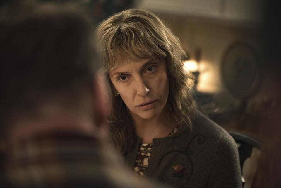 This image released by Netflix shows Toni Collette in a scene from "I'm Thinking of Ending Things." (Mary Cybulski/Netflix via AP)