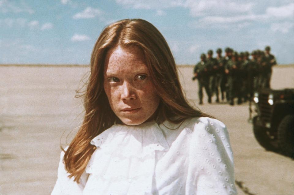 The first killing shown in the movie is committed by Kit’s doe-eyed teenage girlfriend Holly, played by Sissy Spacek, who throws her sick pet fish out in the back garden (Warner Bros/Kobal/Shutterstock)