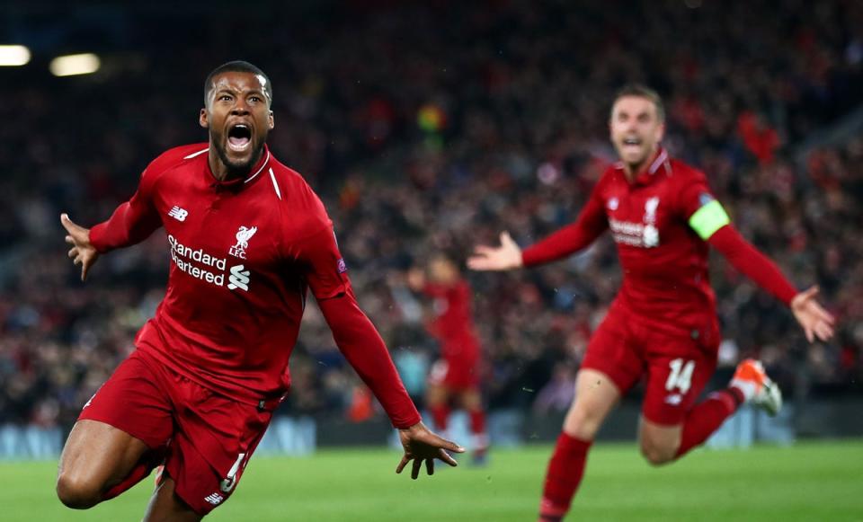 Gini Wijnaldum’s crucial double against Barcelona sparked the victory (Getty Images)