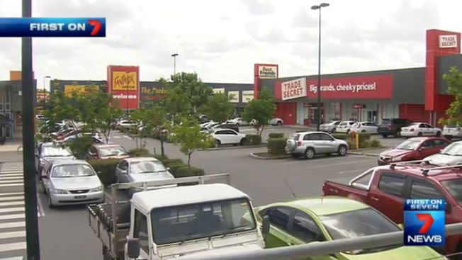 Bevan Meninga is accused of stealing a phone from a woman in this car park in Ipswich's west. Photo: 7News