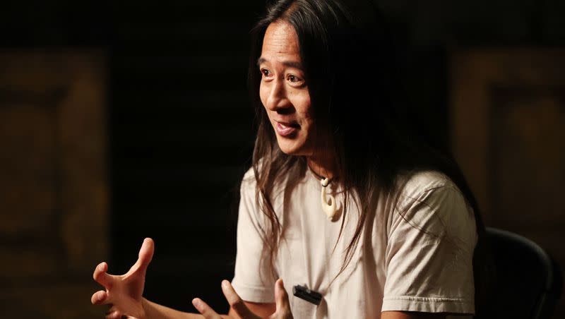 Hawaiian poet Kealoha Wong gestures during an interview inside the West Valley Performing Arts Center on Thursday, June 29, 2023. Wong conducted a five-week intensive arts program for high-school and college-aged youth with a special invitation to Pacific Islander, BIPOC and LGBTQ youth from Salt Lake County.