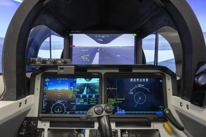 A computer screen inside the cockpit