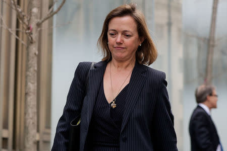 Joanna Hendon, attorney for Donald Trump, is pictured outside the Manhattan Federal Court in New York City, New York, U.S., April 13, 2018. REUTERS/Jeenah Moon