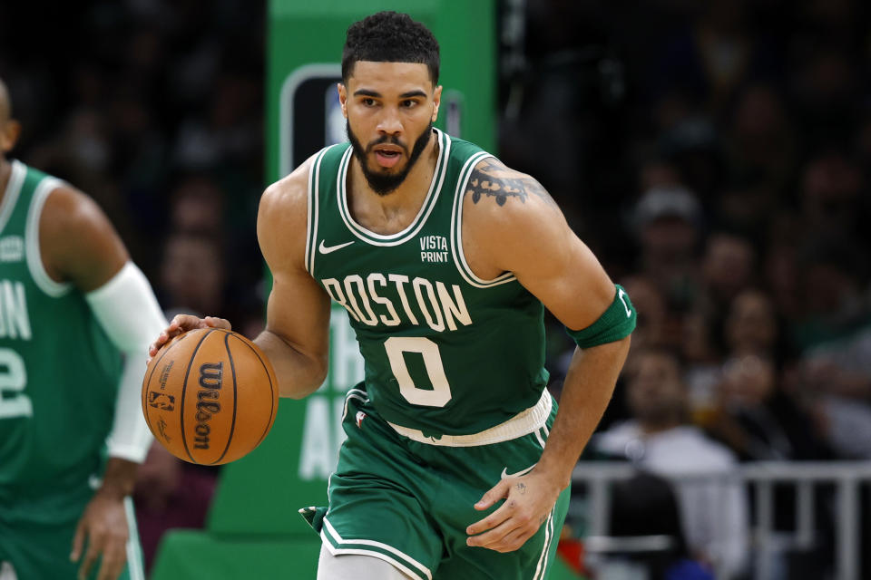 Jayson Tatum。(Photo by Danielle Parhizkaran/The Boston Globe via Getty Images)