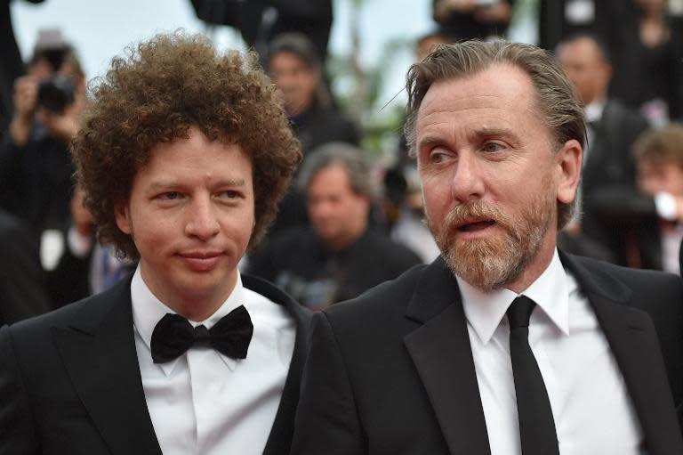 Mexican director Michel Franco with British actor Tim Roth arriving for the closing ceremony of the Cannes Film Festival