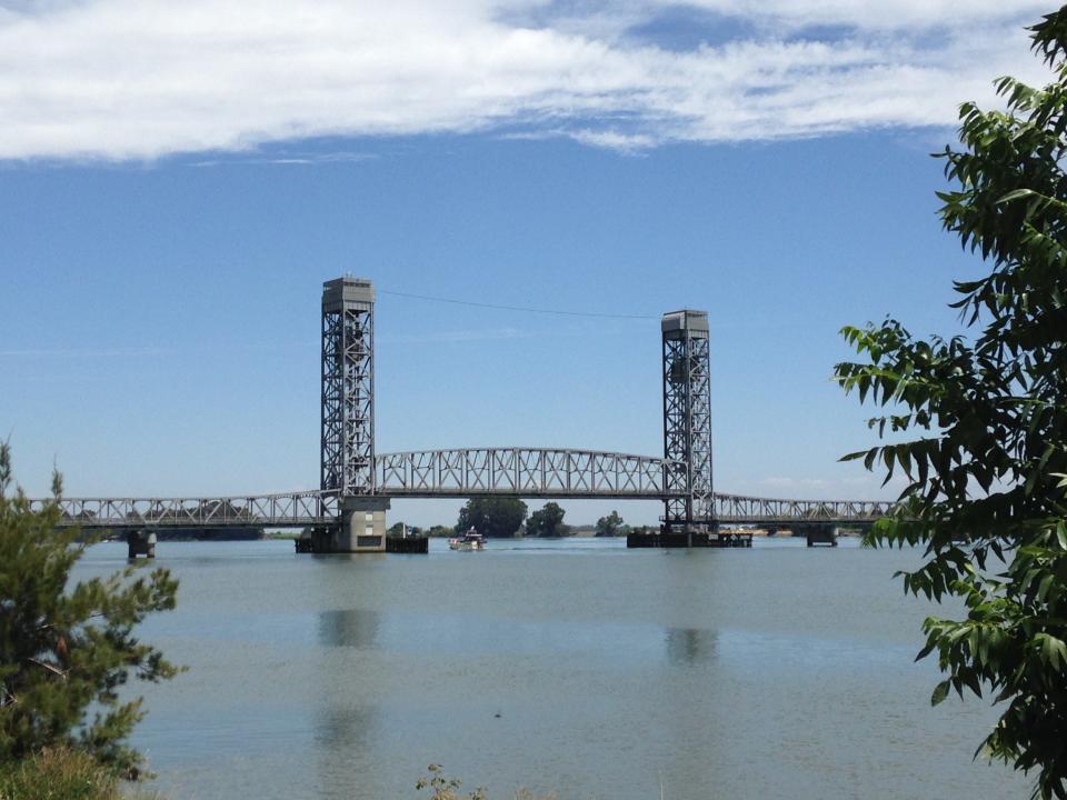 Rio Vista Bridge, completed 1960, is a vital traffic link taking Hwy. 12 across the Sacramento river.