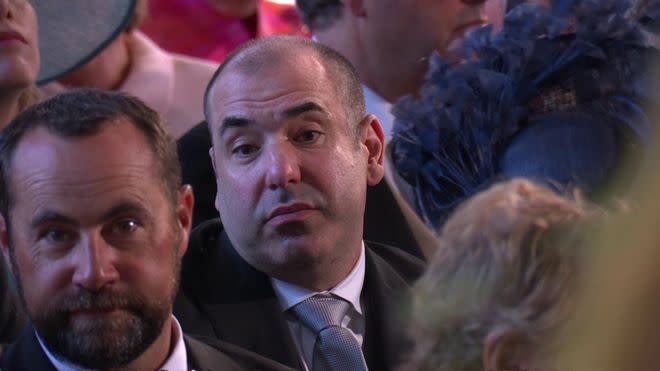 Rick Hoffman’s face from the royal wedding has become a hilarious meme. Source: BBC