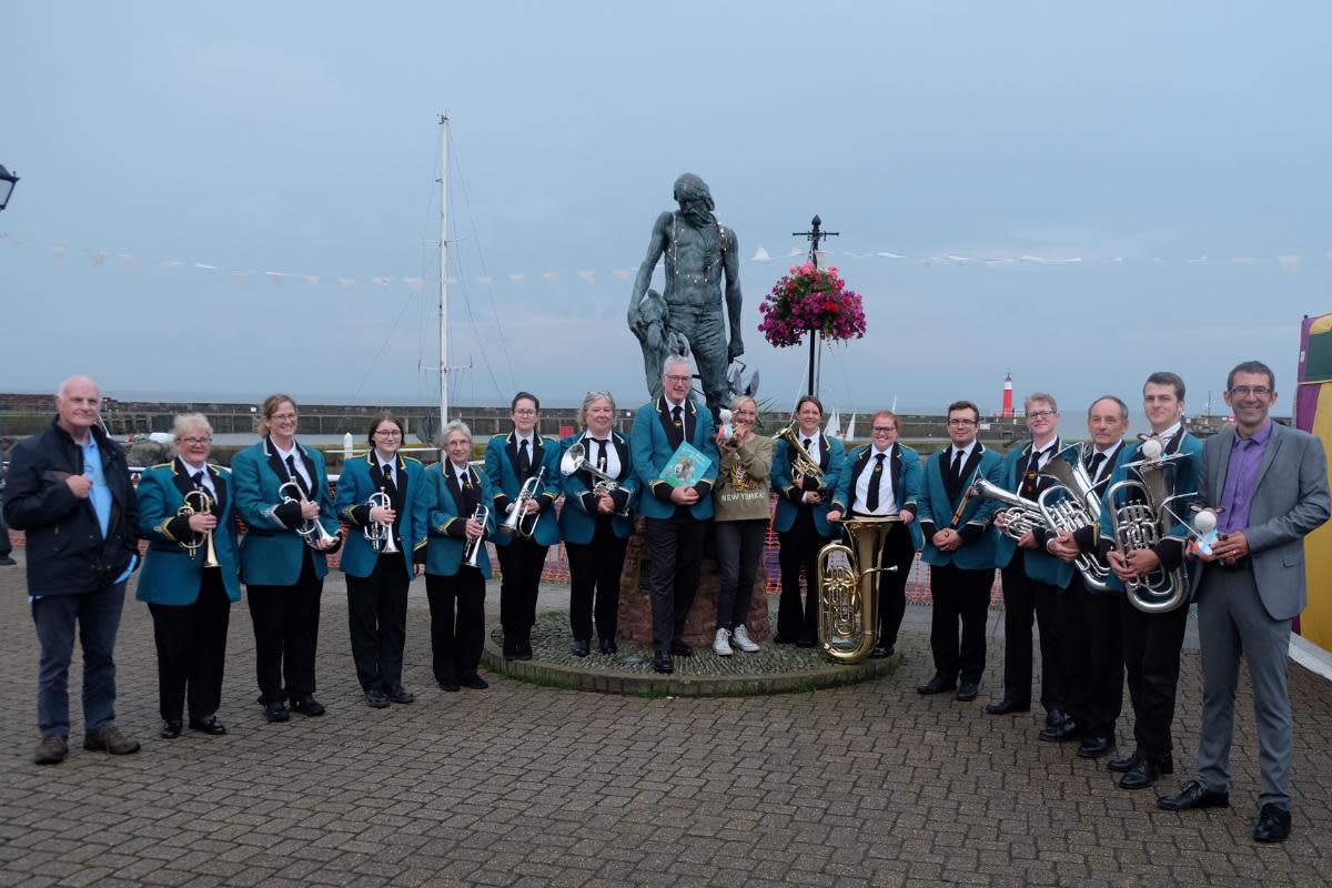 Members of the West Somerset Brass Band, with author Jill Newton centre right <i>(Image: WSBB)</i>