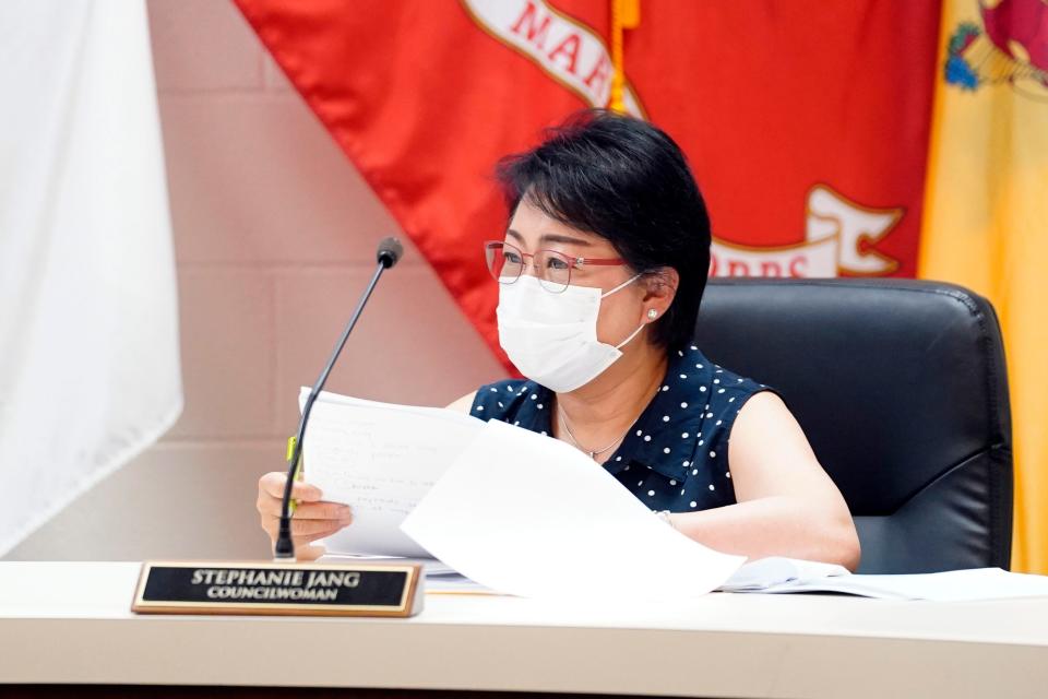 Palisades Park councilwoman Stephanie Jang speaks during a borough council meeting on Monday, May 23, 2022.