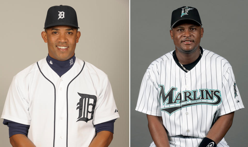 Former big leaguers Octavio Dotel (left) and Luis Castillo were arrested Tuesday in the Dominican Republic and linked to a drug trafficking ring. (AP)