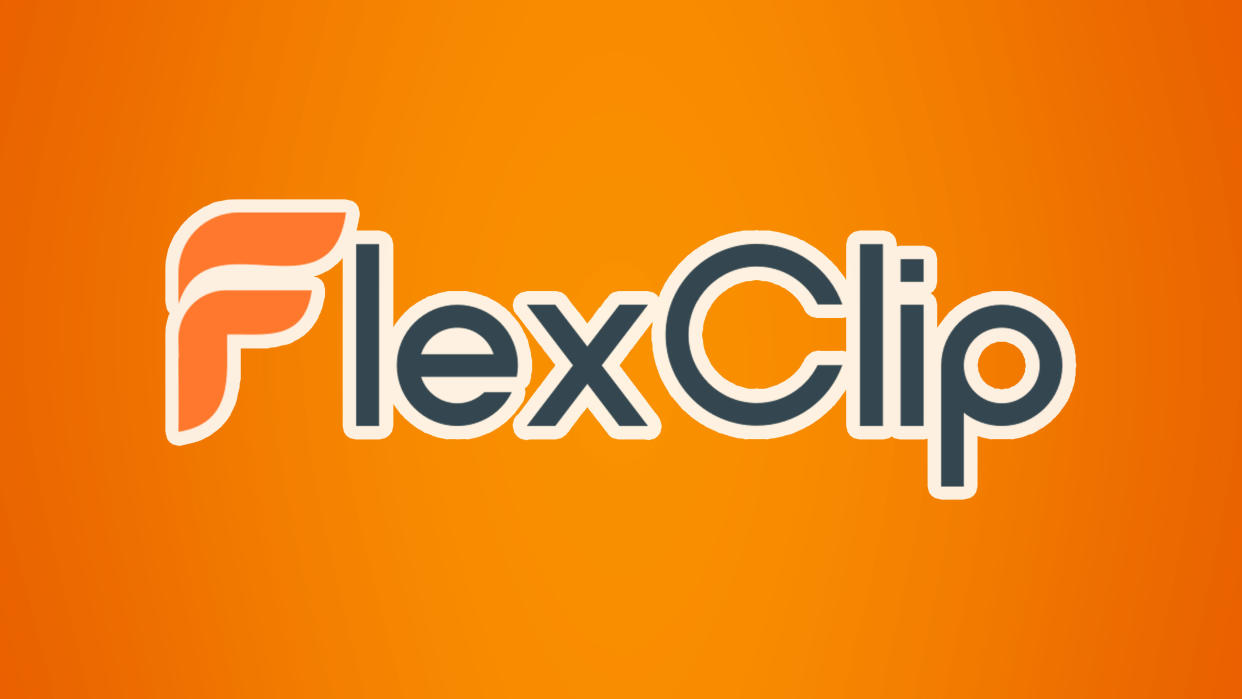  A shot of the FlexClip logo on an orange background. 