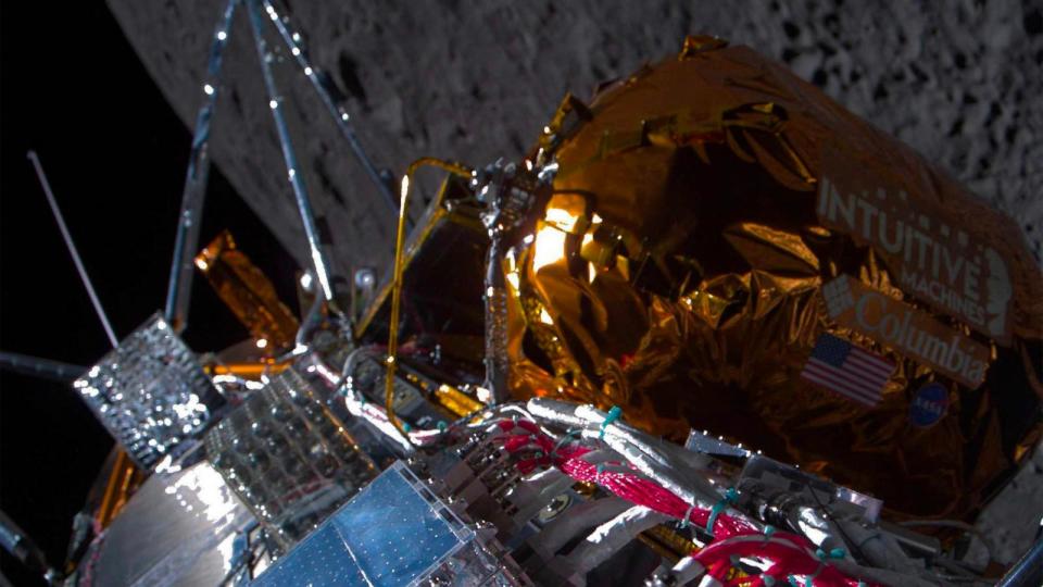 PHOTO: In this photo courtesy of Intuitive Machines, Odysseus passes over the near side of the Moon following lunar orbit during the IM-1 mission, Feb. 21, 2024.  (Intuitive Machines/AFP via Getty Images)