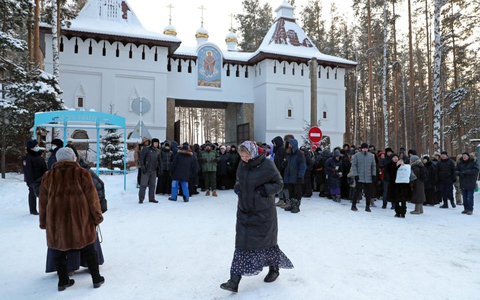 Father Sergei's supporters would not leave the Sredneuralsk monastery or let anyone in after the defrocked monk was arrested - Tass via Getty Images/Donat Sorokin