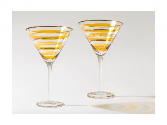 Sit back and relax with your new-found martini making skills with this stylish set of glassware (Oliver Bonas)