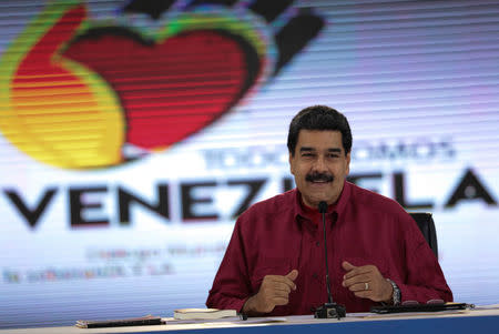 Venezuela's President Nicolas Maduro speaks during his weekly broadcast "Los Domingos con Maduro" (The Sundays with Maduro) in Caracas, Venezuela September 17, 2017. Miraflores Palace/Handout via REUTERS